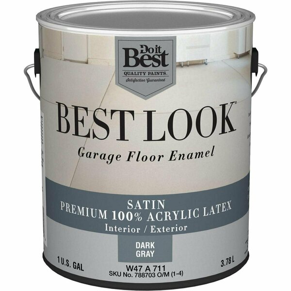 All-Source Best Look Latex Interior/Exterior Garage Floor Enamel, 1 Gal., Dark Gray W47A00711-16